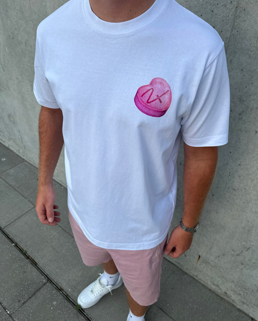 SWEET LOVE TEE - WHITE/PINK
